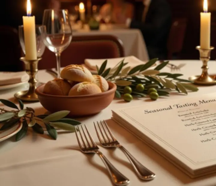 Signature seasonal restaurant dishes plated for a supper club menu.